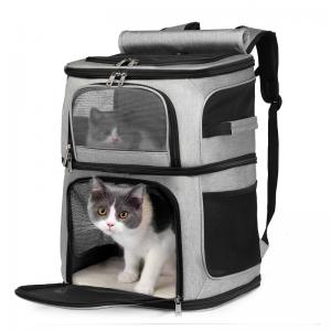 Double Layer Cat Carrier Backpack Removable Cat Carrier for 2 Cats, Collapsible Pet Carrier for Small Medium Cats Dogs Puppies of 15 Lbs, Beathable Small Cat Travel Bag.