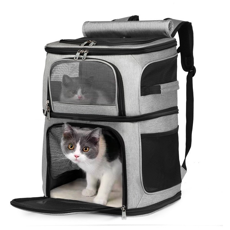 Double Layer Cat Carrier Backpack Removable Cat Carrier for 2 Cats ...