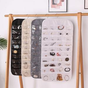 Hanging Jewelry Organizer Storage Roll with Hanger Metal Hooks Double-Sided Jewelry Holder for Earrings, Necklaces, Rings on Closet, Wall, Door