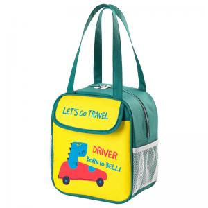 Lunch Bag for kids, Insulated Lunch Box Soft Cooler Tote with Clear Side Pocket Leakproof oxford