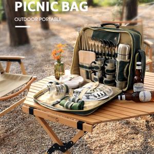 Picnic Backpack Cooler for 4 Person with Insulated Leakproof Cooler Bag, Wine Holder,  Cutlery Set,Perfect for Beach, Day Travel, Hiking, Camping, BBQs, Family and Lovers Gifts