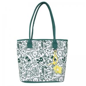 printed Canvas Tote Bag  shopper with zip closure